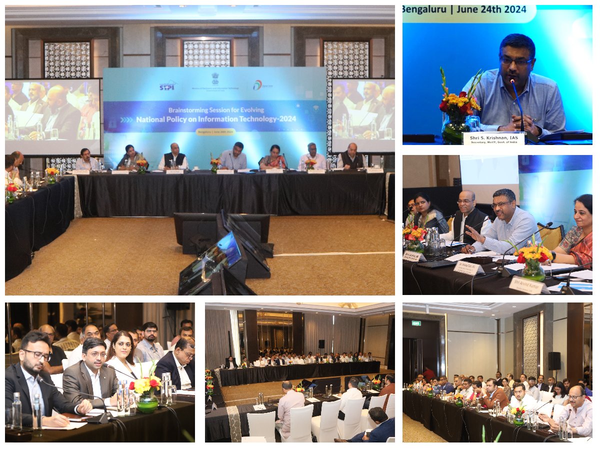 STPIBengaluru's tweet photo. Over 70+ IT Industry captains engaged in a productive brainstorming session for revamping National Policy on IT - 2024, in Bengaluru, chaired by Shri S. Krishnan, Secretary, @GoI_MeitY Government of India. @DrCaur @arvindtw @stpiindia https://t.co/VLZloYQDBC