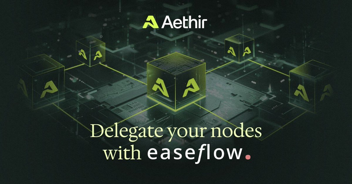 AethirCloud's tweet photo. Checker Node holders,

We are happy to announce our recent ecosystem funding in @easeflow_. Our relationship extends beyond a typical NaaS partnership, paving the way for mutual growth and exciting opportunities for both projects. 
Keep an 👁️ out for upcoming announcements 😉

Easeflow is one of our official NaaS providers, here to make the checker node delegation process reputable, secure, and efficient. The Aethir team will also be running its checker nodes on easeflow. With easeflow, experience

🔹 Seamless, one-click node setup

Start earning rewards by delegating your nodes with @easeflow_. Experience the difference and follow the steps 🎥👇🏻
https://t.co/HEJfDkGu2H