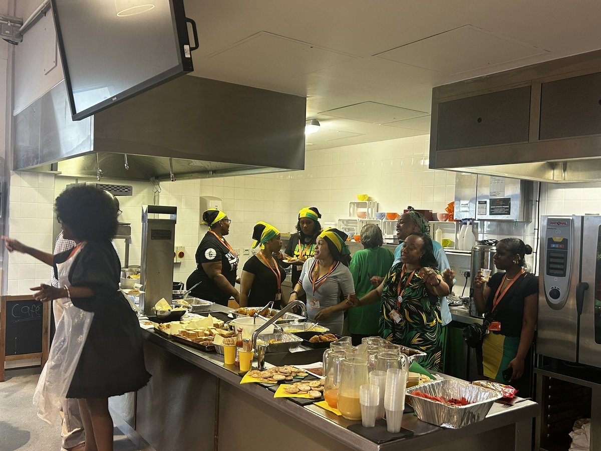 Haringey6thForm's tweet photo. #TeamHaringey6 celebrated the UK’s DNA #WindrushDay - for the amazing contribution and achievements of the Windrush generation and their descendants - our staff cooked an authentic Caribbean breakfast while wearing bright colours #RepYourFlag #WindrushDay https://t.co/8UzL5lxIyb