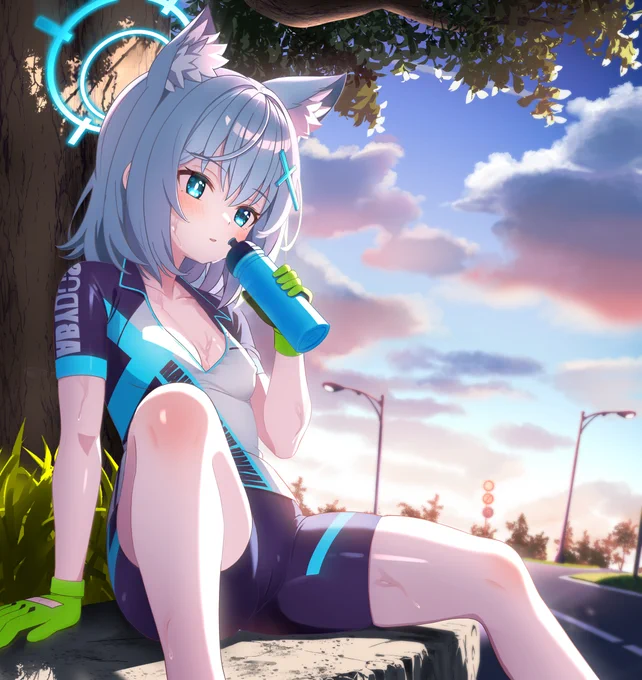 夕日の中で一休み#ブルアカ #ブルーアーカイブ #BlueArchive 