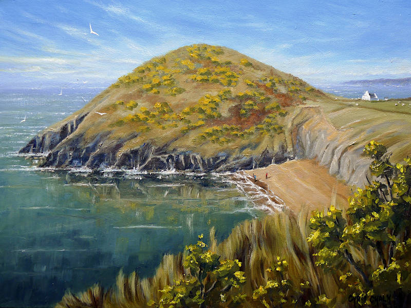 'Sea Change, Mwnt', 16x12inch, oil - One of Wales' most beautiful beaches, #Mwnt is on the Ceredigion coast not far from Cardigan town. A historic settlement, it has a 14th century #church, and is a great place to watch dolphins.