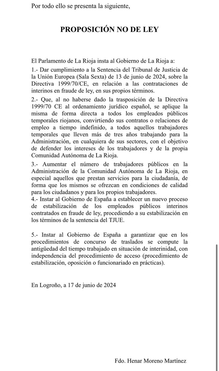 🚨CONCENTRACIÓN🚨

🗓️Mañana: 27J

🕞15:30 h.

📍Enfrente del PARLAMENTO para EXIGIR:

✅Aplicación inmediata de la sentencia del TJUE

✅Regularización de todos los empleados públicos en abuso y fraude de ley: INDEFINIDOS YA❗️

✅💪Apoyar la PNL de <a href="/Henarmore/">Henar Moreno🔻🇵🇸</a>

#FijezaYaEsEuropea