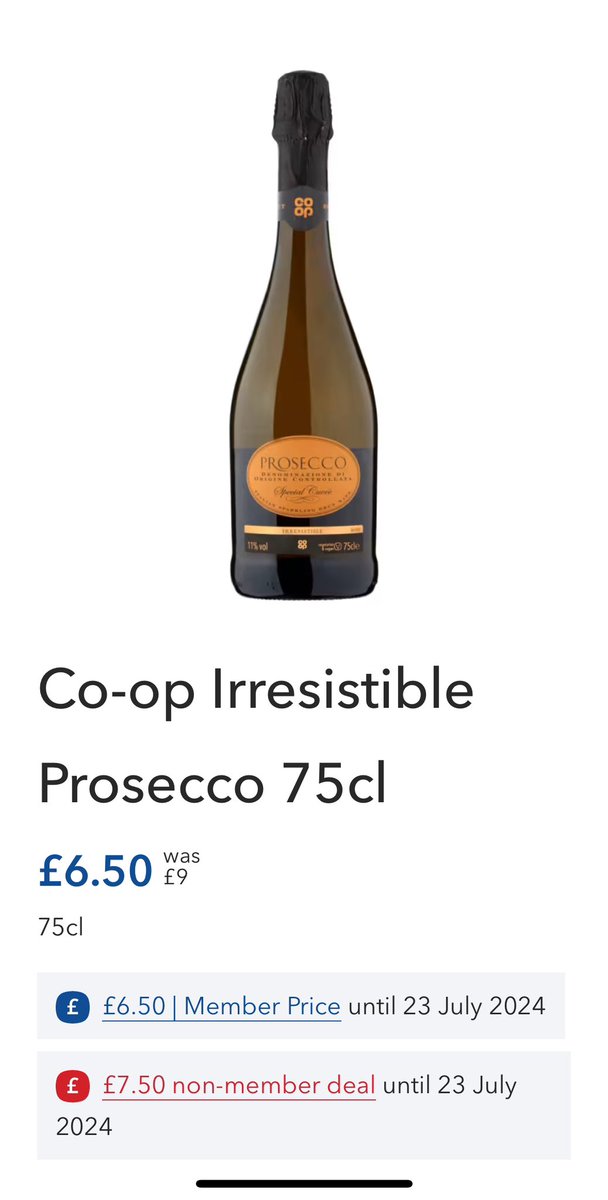 Co-op Irresistible Prosecco just £6.50 with your Membership card! 
<a href="/ianhall_92588/">Ian Hall</a> <a href="/jeanie_hughes/">Jean McCormick</a> 

Perfect for enjoying in the sun ☀️🥂

Pop in to your local store or order to be delivered to your door at shop.coop.co.uk
 
Sign up here 👇

membership.coop.co.uk/register