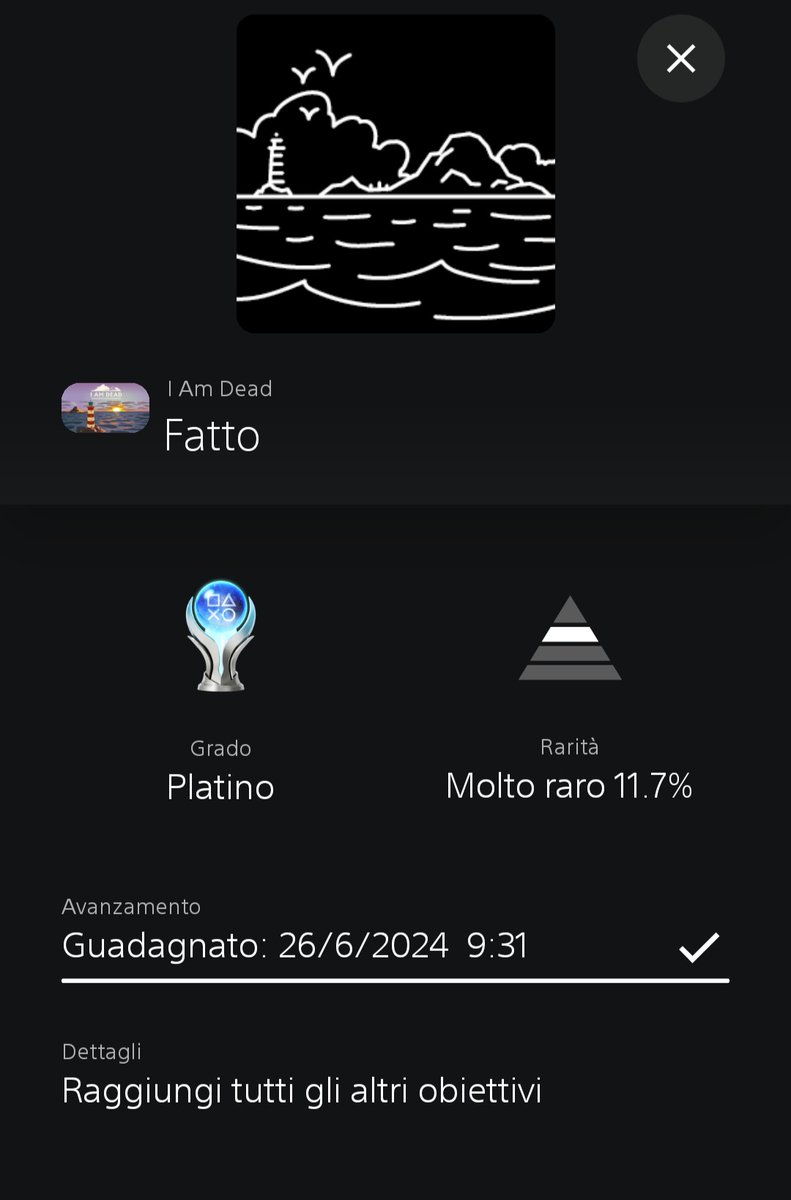 sara_hijikata's tweet photo. 🏆 Platinum 251
I Am Dead
A sweet and relaxing game I enjoyed playing. Riddles are quite fun to solve and collectibles are pretty easy to find. Lovely.
#iamdead #PlaystationTrophy #PS4 #platinumtrophy https://t.co/8Ss2mR08KO