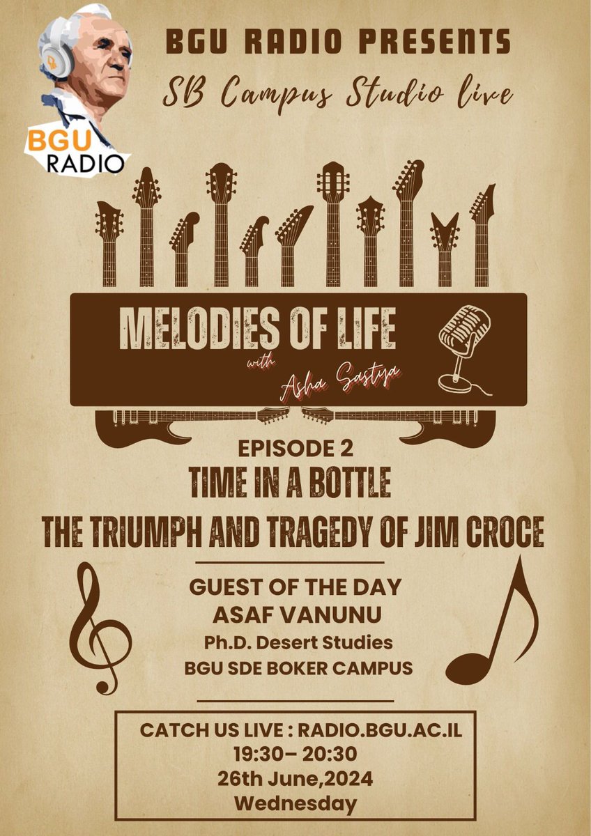 Simon Barak (@extremophytelab) on Twitter photo This week, episode 2 of "Melodies of Life" delves into the captivating story of Jim Croce. Discover the highs and lows of this legendary artist's life and career with their guest, Asaf Vanunu, Ph.D. student in Desert Studies at BGU's Sde Boker Campus. <a href="/bidrBGU/">bidrBGU</a> <a href="/bengurionu/">Ben-Gurion University of the Negev</a> This week, episode 2 of "Melodies of Life" delves into the captivating story of Jim Croce. Discover the highs and lows of this legendary artist's life and career with their guest, Asaf Vanunu, Ph.D. student in Desert Studies at BGU's Sde Boker Campus. <a href="/bidrBGU/">bidrBGU</a> <a href="/bengurionu/">Ben-Gurion University of the Negev</a>