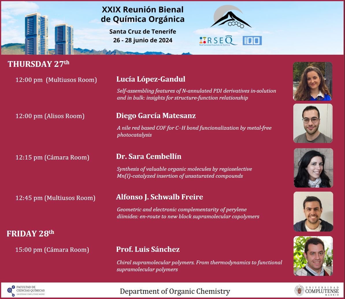 Don't miss the latest research from the Department at the <a href="/biqote24/">Biqote24</a>! 

#OrgChemUCM #OrgChemMeeting <a href="/RSEQUIMICA/">RSEQ</a> <a href="/quimicasUCM/">Facultad de Químicas UCM</a>