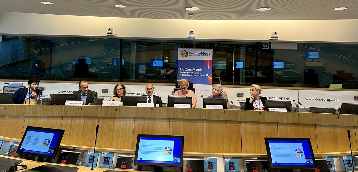 KimGron's tweet image. Presenting results of #EUComMeet at the project’s final event “Just Transition and Participatory Democracy” in Brussels. Great interaction between researchers and policymakers! #deliberation #DemInno