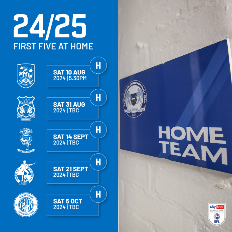 theposh's tweet photo. 🏟️ Our first five home fixtures of the Sky Bet League One season start with Huddersfield Town, kick-off will be 5.30pm. 

Click here for more information about the EFL's new deal with Sky Sports ⬇️

#pufc