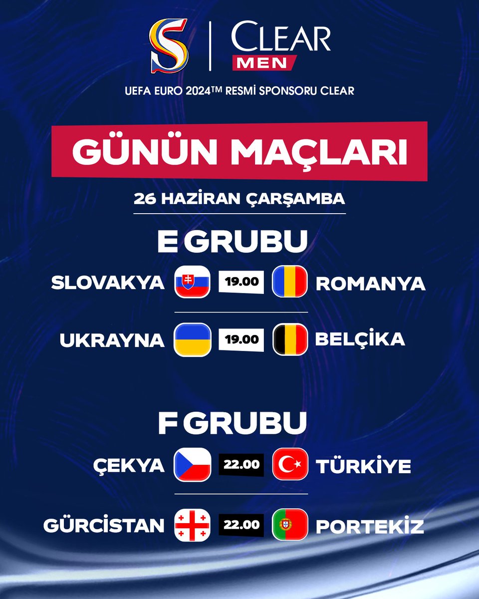 ⚽ Günün maçları.

<a href="/ClearTurkiye/">Clear Türkiye</a> #ClearİleKafanRahat #Sponsor