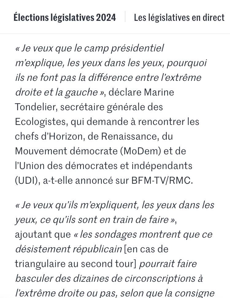 Merci ⁦<a href="/marinetondelier/">Marine Tondelier</a>⁩ ! C’est essentiel. Ce sera le critère qui permettra de distinguer les vrais républicains des autres.