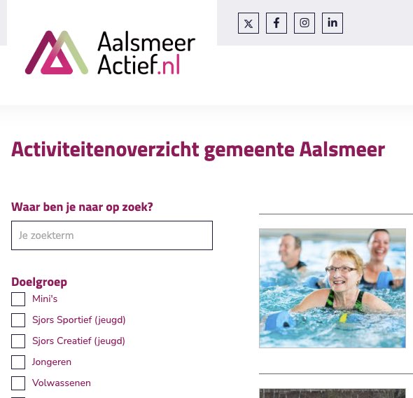 Ziehier een overzicht van alle activiteiten die ook in de zomerperiode doorgaan: aalsmeeractief.nl/activiteiten , en zoek op datum, locatie of leeftijd. En sta je er met je eigen activiteit (nog) niet op, meld dit hier ook. Samen maken we de database vol en de activiteiten compleet