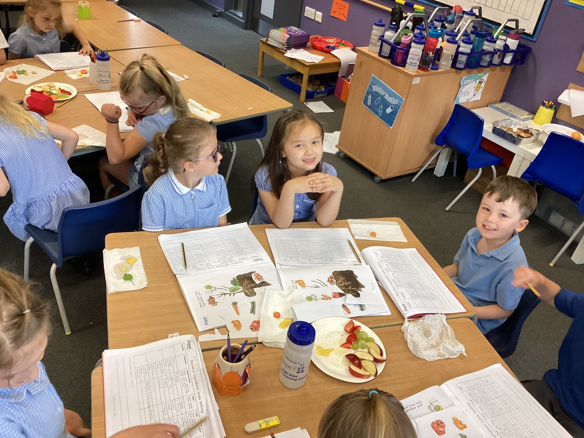 HighViewY1's tweet photo. DT this morning, fruit and veg tasting to help us decide on which smoothie we would like to create. There were some interesting reactions. https://t.co/vnEj87S1iU