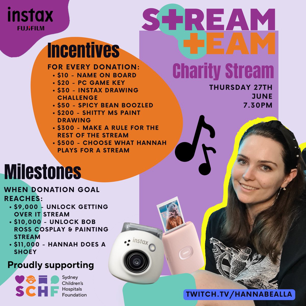 hannabealla (@hannabealla) on Twitter photo Tomorrow night I'll be dedicating a whole stream to fundraising for the <a href="/schf_kids/">Sydney Children's Hospitals Foundation</a>. This will be our last dash at getting to 10K, we're so so close! 💙
Join me from 7.30pm aest for some fun incentives and hopefully not too many spicy beans 🤢
#charitystream #charity Tomorrow night I'll be dedicating a whole stream to fundraising for the <a href="/schf_kids/">Sydney Children's Hospitals Foundation</a>. This will be our last dash at getting to 10K, we're so so close! 💙
Join me from 7.30pm aest for some fun incentives and hopefully not too many spicy beans 🤢
#charitystream #charity