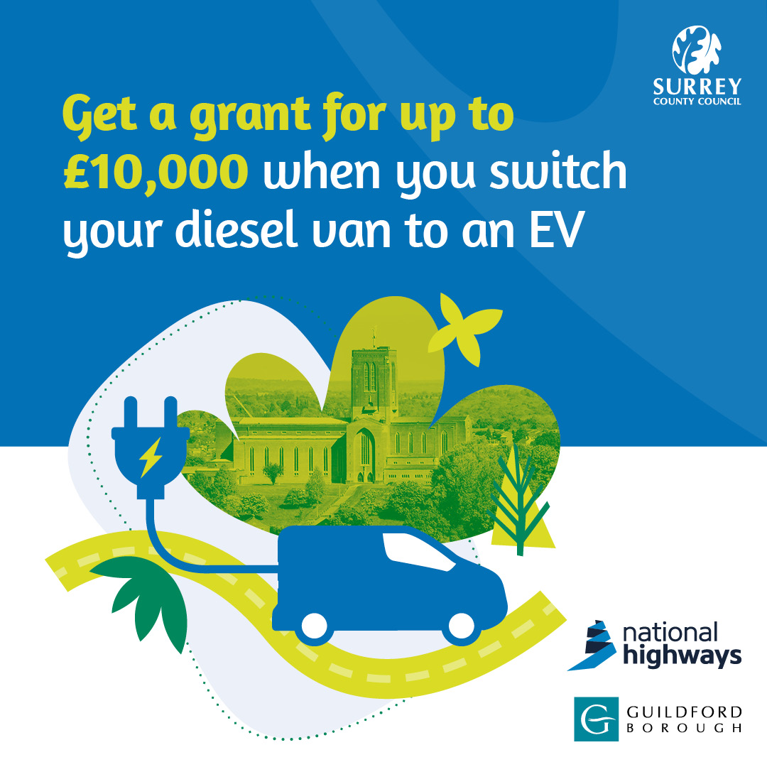 Businesses can apply for grants to switch diesel vans to electric vehicles if they frequently drive on the A3 between the A31 to Farnham junction and Woodbridge Hill junction to A25 and A322. Check out Surrey County Council's website for more information 👉orlo.uk/kuO5k