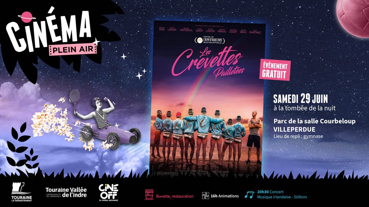 SAMEDI 29 JUIN // CINÉ PLEIN AIR à Villeperdue
FILM : Les Crevettes pailletées
comcomtvi.fr/evenements/cin…
#comcomtvi #villeperdue #CineOFF #touraine #touraineledepartement #stiltons #cédriclegallo #MaximeGovare #cinépleinair #été2024