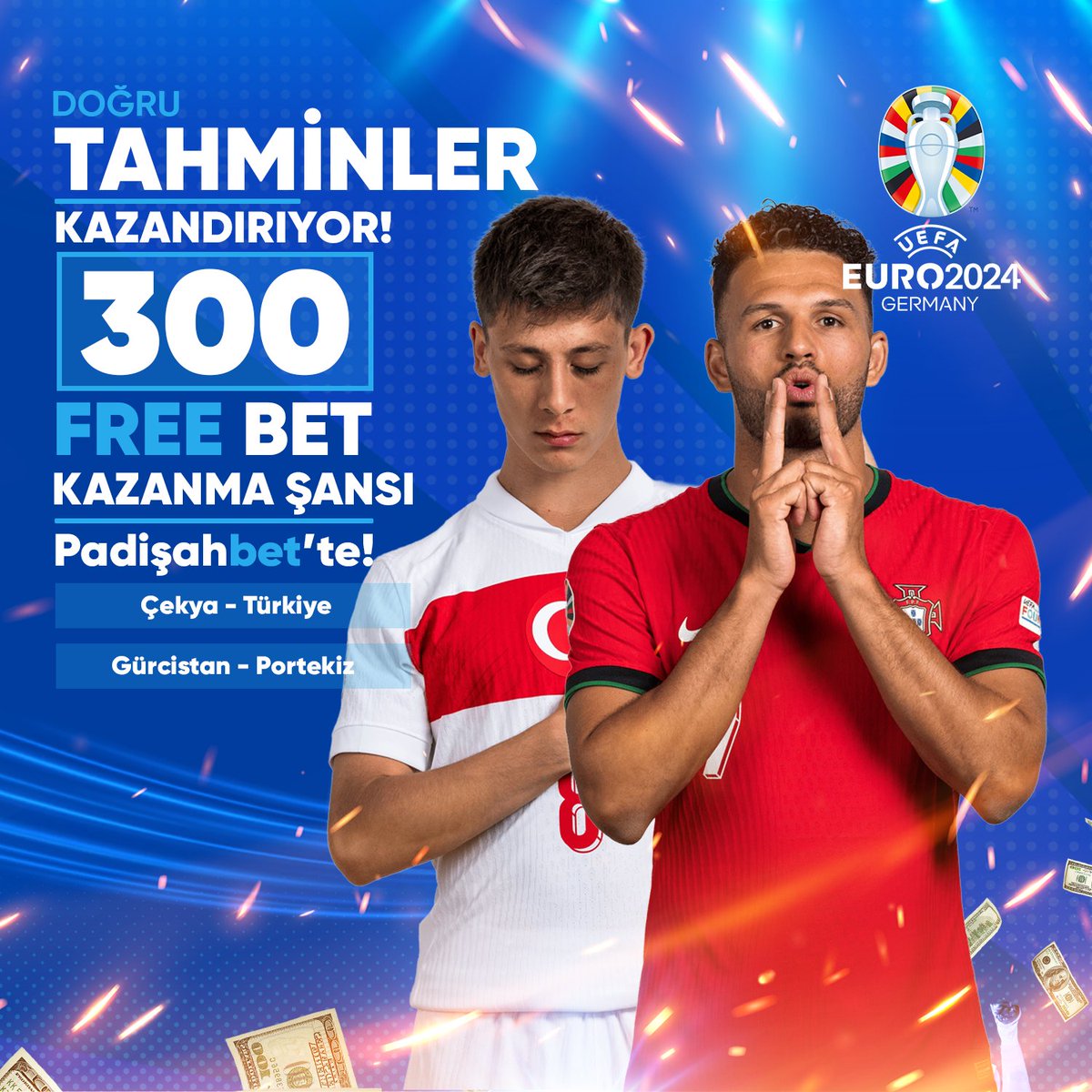 padisahbetx's tweet image. #Padişahbet'te Tahmin Etkinliği Başlıyor!👑

⚽️Gürcistan – Portekiz
⚽️Çekya - Türkiye

❓Hangi karşılaşmada daha fazla gol olur? - 150 Freebet
❓Hangi karşılaşmada daha fazla sarı kart olur? - 150 Freebet!

⭐️Cevabını Yoruma Bırak Ödülü Kap!

Ayrıntılı Bilgi👇…