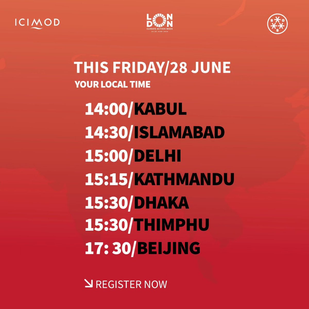 icimod's tweet photo. 📢Join us for SOS – a mayday from Earth’s tallest mountains at the London Climate Action Week @london_climate. Hear the latest science, diplomacy, visual storytelling, and discussion from:
Panelists:
🔹Tenzing Chogyal Sherpa @ten10zing92 | Cryosphere Analyst, Nepal
Born in Namche, in the foothills of Everest, ethnic Sherpa and the grandson of the last surviving member of the 1953 Everest expedition team, he founded ICIMOD's #SaveOurSnow campaign last year. Extensive field monitoring experience includes the National Geographic and Rolex Everest Expedition, and the Khumbu Glacier Everdrill project.
🔹Tashi Lhazom @Tashitwitts | Filmmaker | Youth advocate, Nepal
Tashi uses storytelling to disseminate climate information and humanize nature. Her debut film, “No Monastery, No Village” (2024) addresses the repercussions of climate change on culture heritage. She focuses on decentralising and localising climate knowledge so that people on the margins can understand it too.
🔹Nyal Mueenuddin @NyalMueenuddin | Filmmaker, Pakistan USA
Director of the documentary, “When the Floods Come”, on the 2022 Pakistan floods, Nyal has recently moved to Islamabad to launch his own production studio, Jung. He has worked as a researcher and drone operator for the BBC's landmark series, Planet Earth 3, and is a National Geographic grant recipient.
🔹Babar Ali | Doctor | Climber | Climate Advocate, Bangladesh
He has scaled multiple 6,000-metre mountains, and was the first Bangladeshi to climb Amadablam, in 2022; and this spring climbed Everest and Lhotse. He is the founder of mountaineering club Chattogram, Vertical Dreamers.
🔹James Kirkham @JD_Kirkham | Climate diplomat | Scientist, UK
His fieldwork includes expeditions to Thwaites Glacier, one of the most rapidly changing and unstable glaciers in the world. James works at the International Cryosphere Climate Initiative where he serves as the Chief Science Advisor and coordinates the Ambition on Melting Ice High-level Group on Sea-level Rise and Mountain Water Resources.
🔹Carole Fuchs @carolefuchs | Climate diplomat | Ultra-endurance athlete Japan, France, UK
Carole is a French professional mountain athlete based in Japan who has climbed 8000 peaks in the Himalayas including Everest. She has set course records in multiple key ultra-trail races in Asia. After working in the renewable energy sector for six years she is now a climate diplomat for the UK government in Japan.
Moderator:
🔹Annie Dare @anniedare | Communications | UK | Nepal
Annie joined ICIMOD in April 2023, leading the launch of SaveOurSnow in May 2023 and the publication of the centre’s Water, Ice, Society and Ecosystems in the Hindu Kush Himalaya report in June 2023. She previously worked as a Communications Consultant to Disasters Emergency Committee (DEC), where worked on the Afghanistan Crisis Appeal (2021), the Pakistan Floods Appeal (2022), and was an organizer of Right to Roam’s Dartmoor campaign, The Stars are for Everyone.
REGISTER NOW: https://t.co/03Hq0bNoQi
Learn more: https://t.co/HwIMGAOW6r
#SaveOurSnow