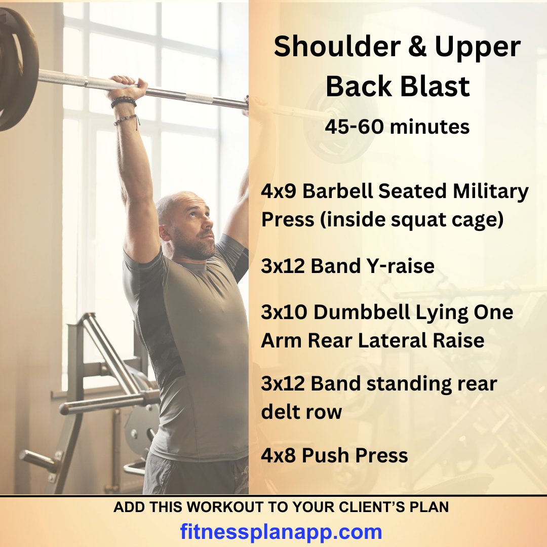 Fitnessplanapp's tweet photo. This workout targets the shoulders and upper back for strength and definition. It combines compound and isolation exercises for a comprehensive workout.
#fitnessplanapp
#shoulderworkout
#upperbackworkout https://t.co/rqODojKhi7