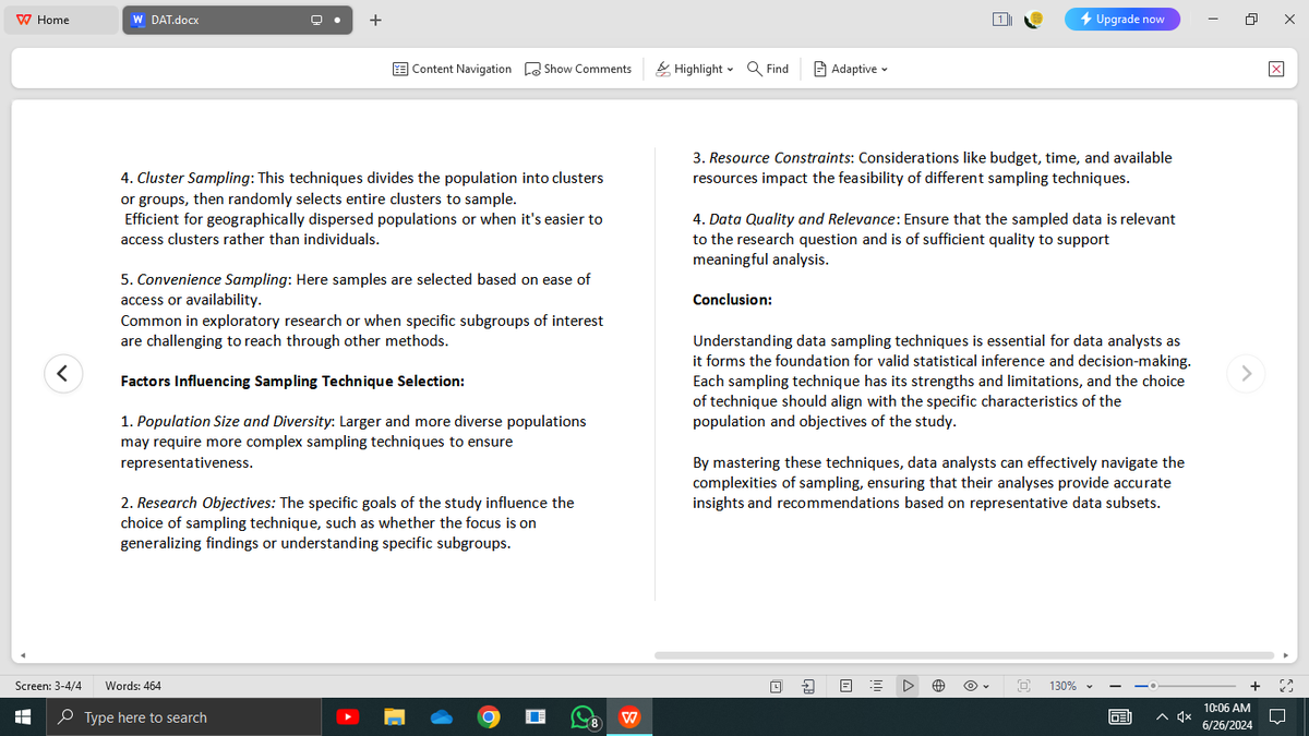 Dynamiccmax's tweet image. Excited to share my insights on data sampling and sampling techniques for my latest assignment! Check out my detailed analysis in the attached screenshot. Thanks to @Leoklems and @lmtechub for this opportunity! #DataSampling #Assignment #DataAnalysis