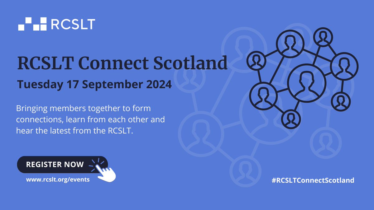 Registration now open for our Scotland member event! #RCSLTConnectScotland

RCSLT Connect Scotland: 'Shaping the future of Speech and Language Therapy together'

Click here to register: rb.gy/9guu4u