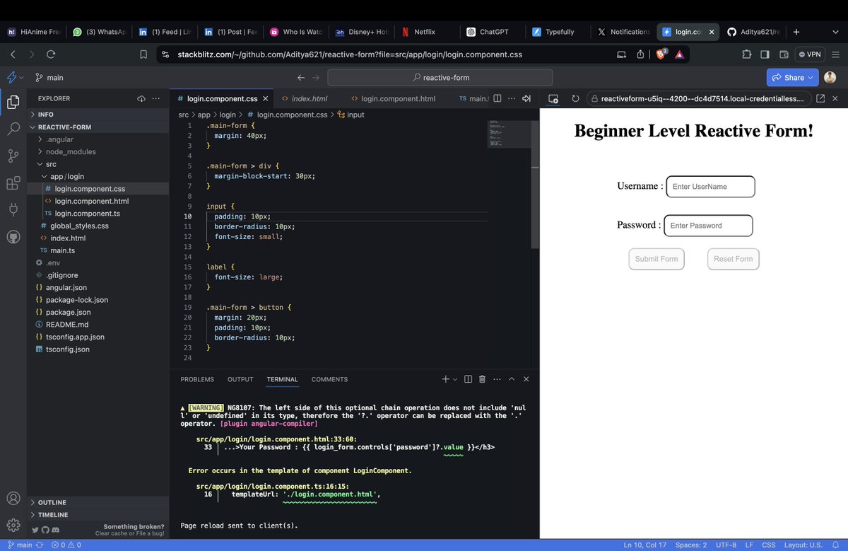 adi_chic's tweet photo. Don't Miss this post of you want to
Learn Angular 🚨
*A Beginner Level Reactive Form!*
Check out the below link to see ﺈ
How to use reactive form in our application?
If you find any trouble
Feel free to DM me
i'll be there for you
#Angular #development #buildigverified https://t.co/891WJSjNZn