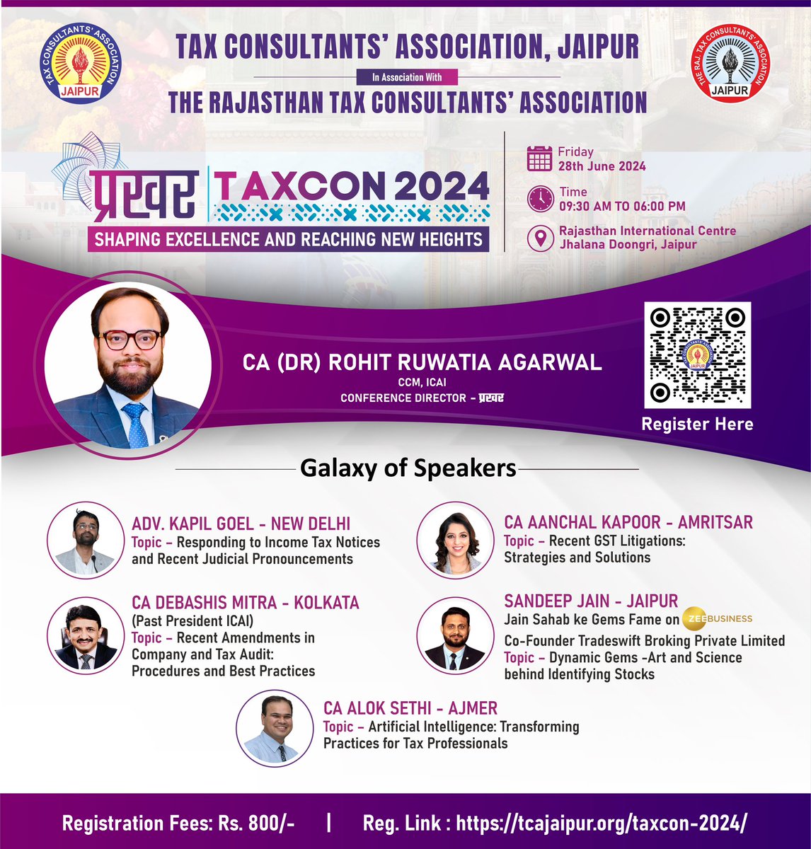 ruwatiaofficial's tweet photo. Register for the most awaited event “TAXCON” for the Chartered Accountants, tax professionals. Pls do join. Kindly scan the QR to register.
#TAXCON #TCA #Jaipur #RIC https://t.co/iQhvYHcolN