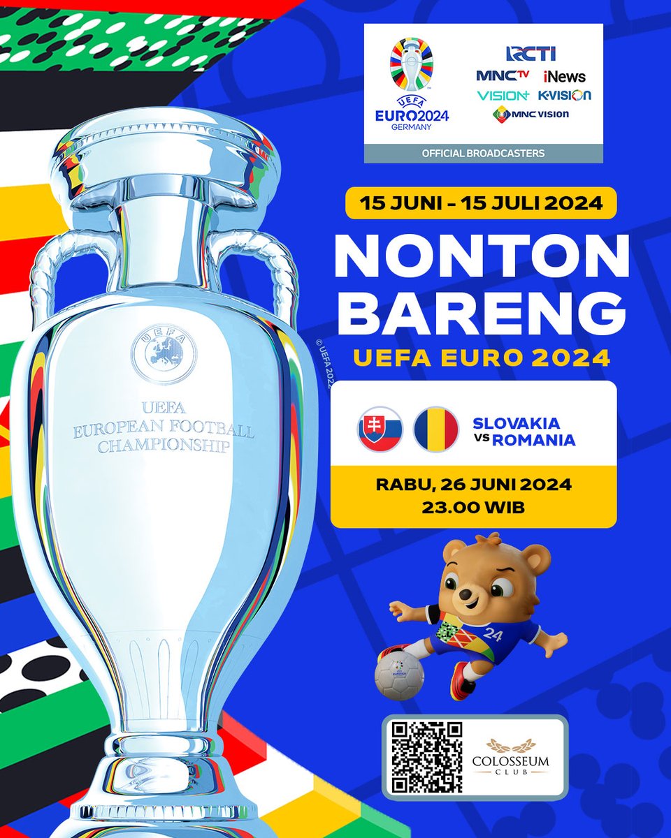 ColosseumJKT's tweet photo. ⚽ Euro 2024 Game Night at Colosseum Jakarta! ⚽

Enjoy an incredible night of football on our enormous LED screen:

11PM: Slovakia 🇸🇰 vs Romania 🇷🇴
11PM: Ukraine 🇺🇦 vs Belgium 🇧🇪
2AM: Georgia 🇬🇪 vs Portugal 🇵🇹
2AM: Czechia 🇨🇿 vs Türkiye 🇹🇷

#Euro2024 #Nobar #ColosseumJKT https://t.co/tXJYknEd5k