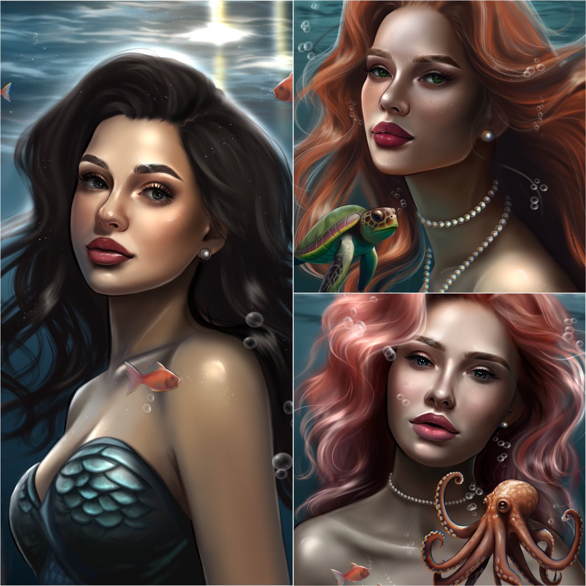 #WEDNESDAYBUBBLES 🫧

Remind you of my collection of mysterious mermaids 🧜‍♀️

Hand-drawn in the Procrate app ✍🏼

• Leya 🐠
2/2 (55$)

• Selena 🐢
2/3 (30$)

• Nerida 🐙
1/1 (100$)

🔗: walletbubbles.com/zalyaeva_art