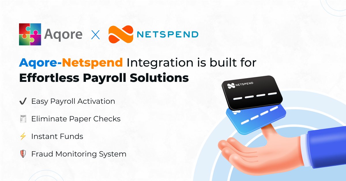 AqoreSoftware's tweet image. Aqore Staffing Software-Netspend integration is built for a seamless payroll experience!

Learn more ➡️ aqore.com/netspend/

#AqoreStaffingSoftware #Netspend #NetspendPaycard #StaffingPayroll