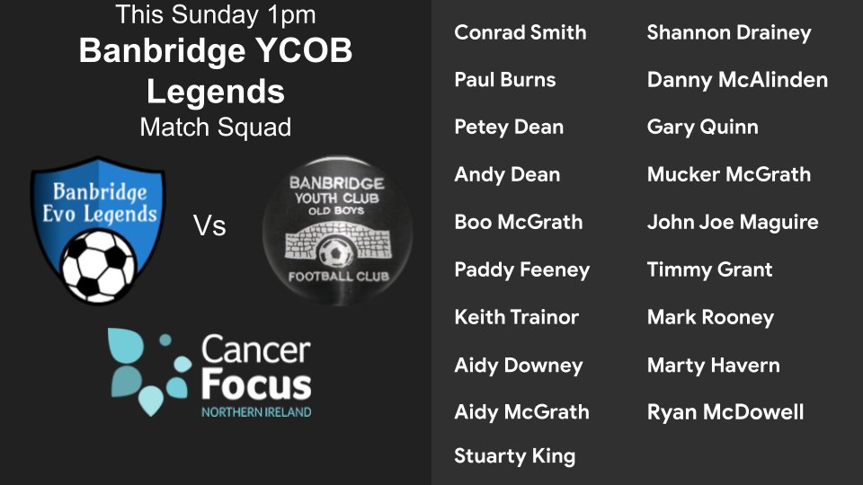 Banbridge YCOB Football Club Old Boys putting out a strong side, for this Sunday's big clash