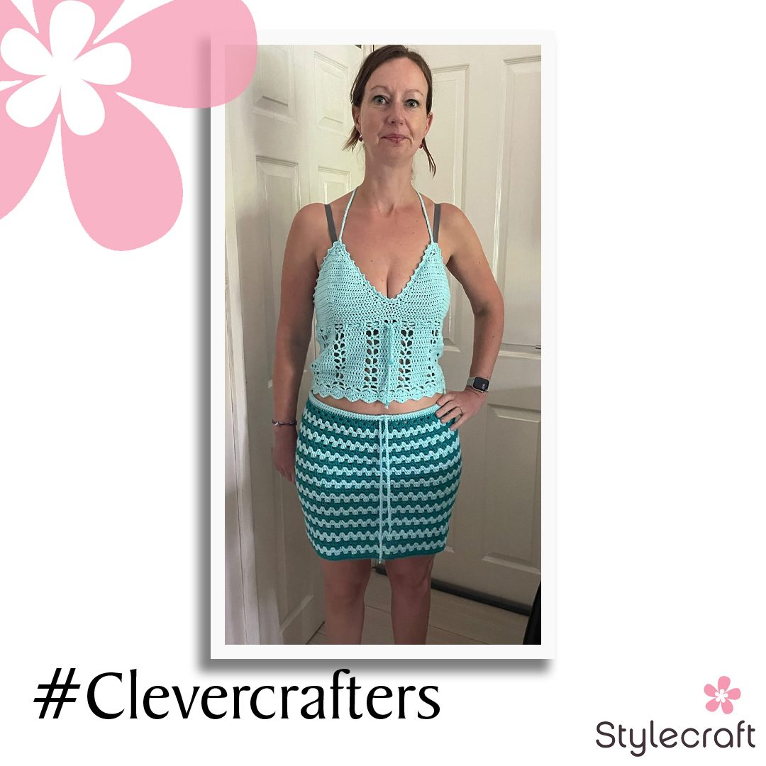 It’s that time when we share a selection of your fab #stylecraftclevercrafters pics.
Tina Cartwright is summer ready in her crochet outfit made with Naturals Organic Cotton and patterns from Yarnspirations. #clevercrafters