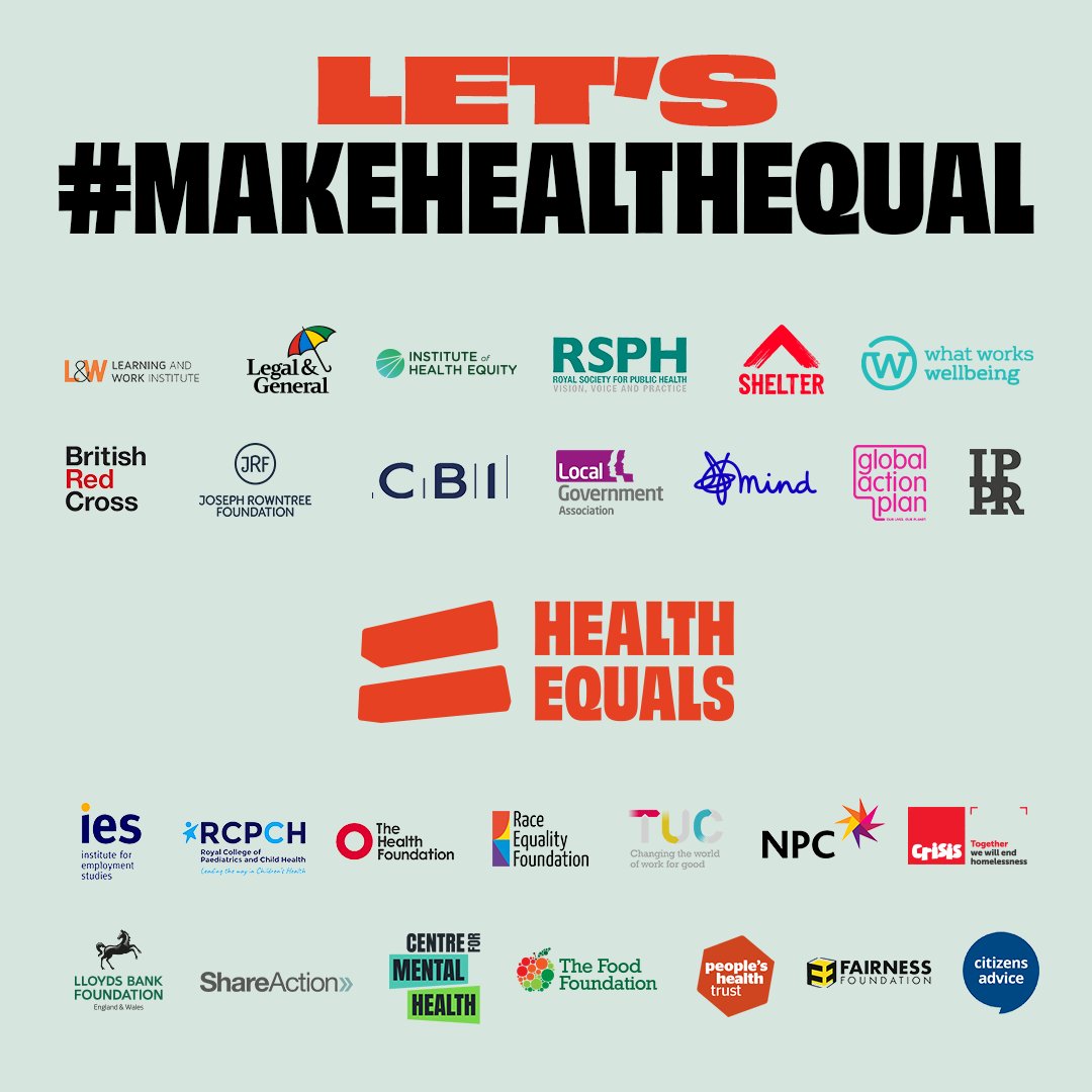 Next Government must tackle 'scandalous' 16 year life expectancy gap across the UK. Data shows public want the nation's health improved, including more affordable/quality housing, improved air quality &amp; greater access to green spaces. Sign petition at healthequals.org.uk