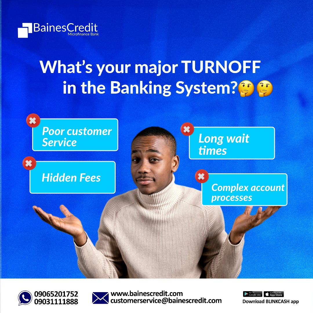 bainescredit's tweet image. Share your turn-offs and let's flip the script.
#Wednesday #turnoff #banking #bainescreditmfb #financialinstitution #reviews #blinkcash