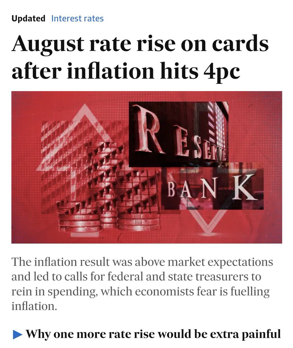 Australia is structurally bankrupt.

Unless you've been living on Mars, you shouldn't be surprised by the higher inflation print today.

The government has been busy with expansionary fiscal policy settings whilst the RBA has adopted a weak contractionary stance.

In other words,
