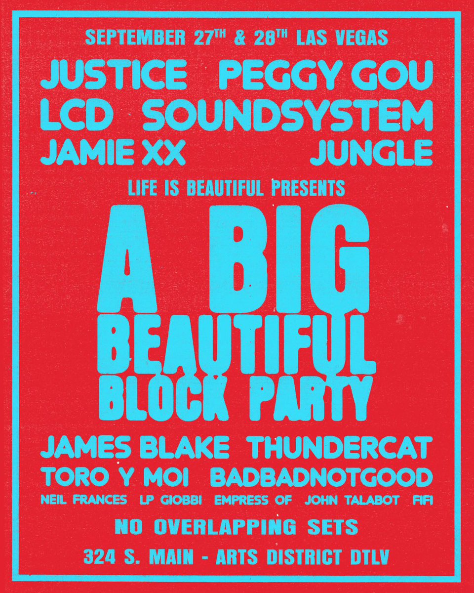 Las Vegas 🇺🇸🤩🤩

Pre-sale opens Thursday, June 27 at 9am PT 🇺🇸🌴

Sign up for pre-sale link: lifeisbeautiful.com