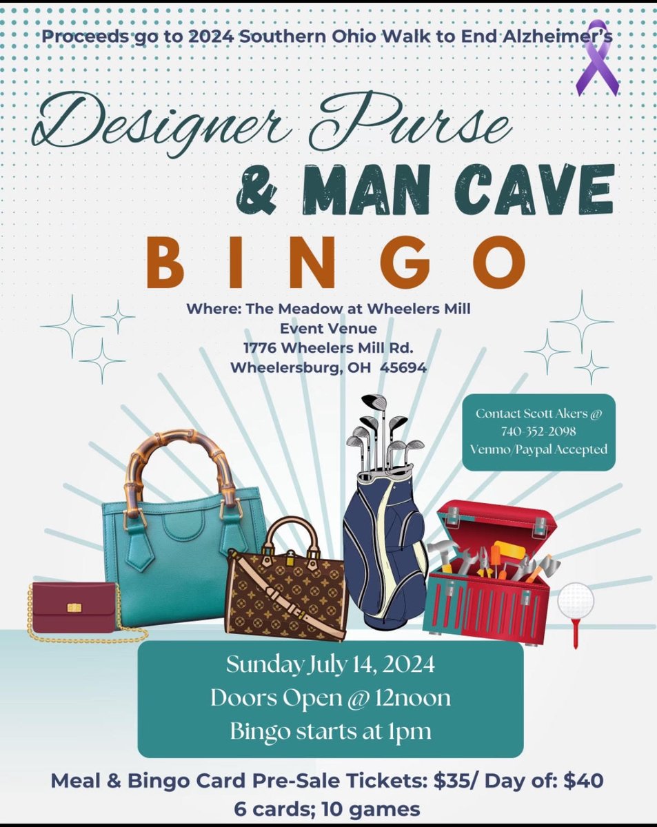 Unity1_HHC's tweet image. Unity 1 is thrilled to announce our $100 voucher donation for the Designer Purse &amp;amp; Man Cave Bingo hosted by Scoot Akers, and SOMC!

 Don’t miss this fantastic event on Sunday, July 14. Doors open at noon! Hoping to see you there!!

 #PortsmouthOhio #Ohio #Fundraiser #EndAlzheimer
