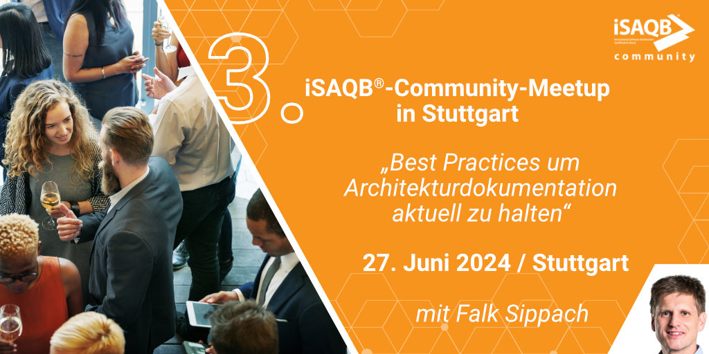 For our German-speaking #isaqb #community!

Nicht verpassen: Morgen, am 27. Juni 2024, laden wir alle CPSA-Zertifizierten und interessierten Softwarearchitekt:innen aus Stuttgart und Umgebung herzlich zum dritten Community-Treffen in Stuttgart ein!

Teilnehmer:innen können sich