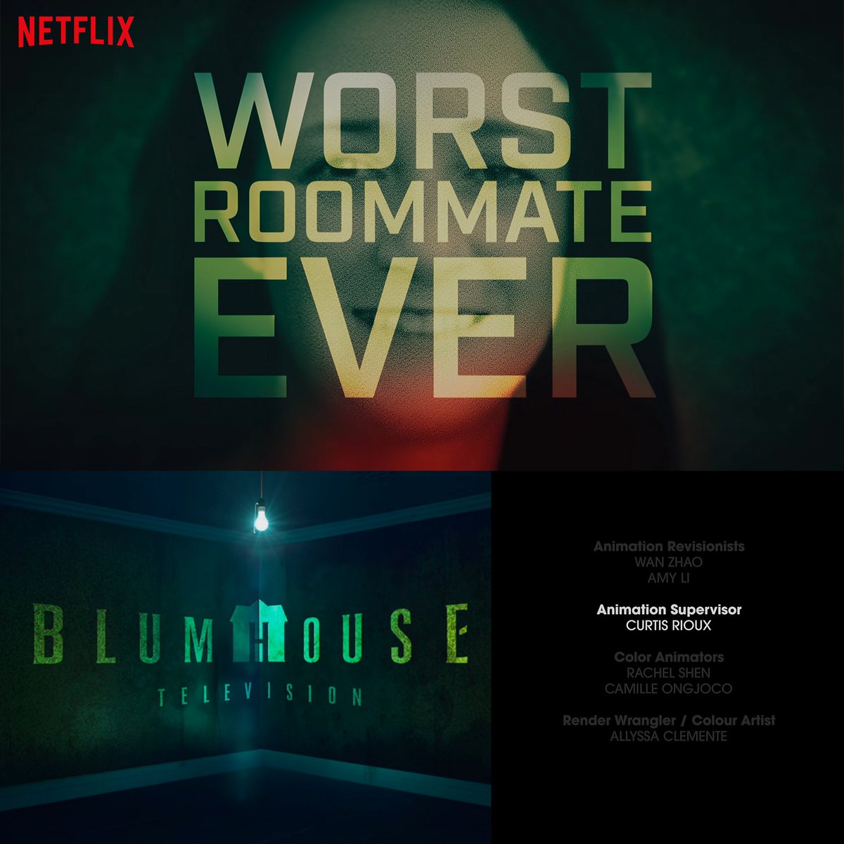 Worst Roommate Ever Season 2 is live on Netflix now! Stoked to have finally worked on a Blumhouse production - I'm such a huge fan of what they do 🖤
.
#netflixseries #blumhouse #worstroommateever #animator #credit