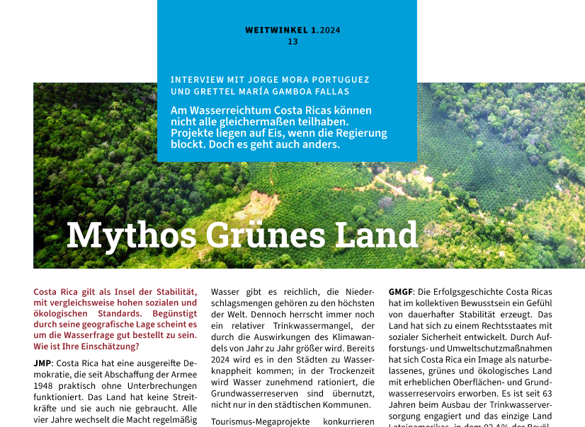 WEITWINKEL 01/2024: Wie in #Costa Rica #Tourismus-Megaprojekte mit den Gemeinden um das #Wasser konkurrieren, berichten aus erster Hand Jorge Mora Portuguez und Grettel Gamboa Fallas: tinyurl.com/29ey8mld (S.13-15) Tauchen Sie in einen grünen Mythos ein. #costarica #waterjust