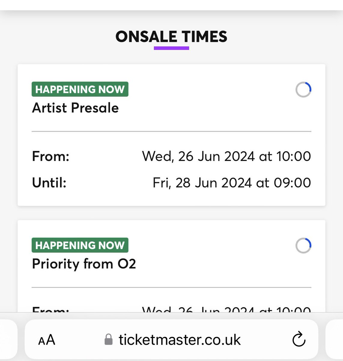 OllieBlue's tweet image. Hey @TicketmasterUK What is this - been stuck like this for 50 minutes… And yes, I’ve tried all your tips… #CircleOfHell