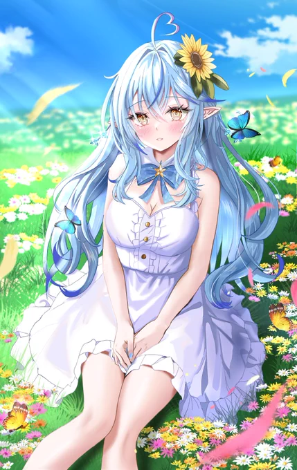 【差分】お花畑の向日葵ラミィちゃん#LamyArt 
