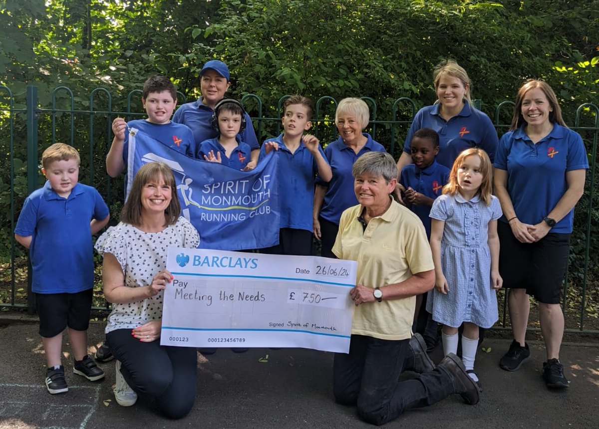 A huge thank you to 'Spirit of Monmouth Running Club' for raising £750 for the SRB's charity, 'Meeting the Needs'. The money will be used to purchase new PE equipment for pupils in the Specialist Resource Base.  🙂