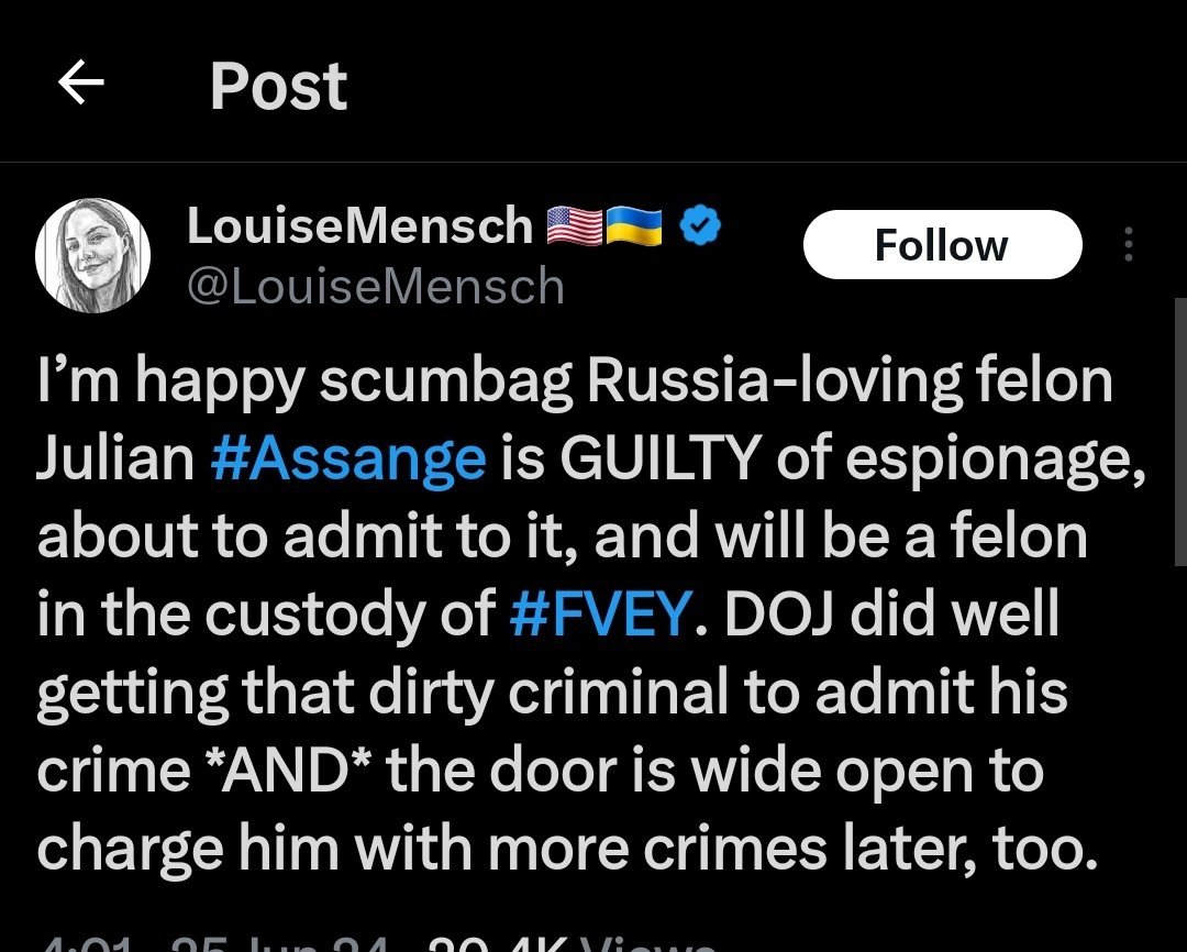 Margit11's tweet image. What a completely unhinged #neocon shrew. Vile and disgusting.
#Assange