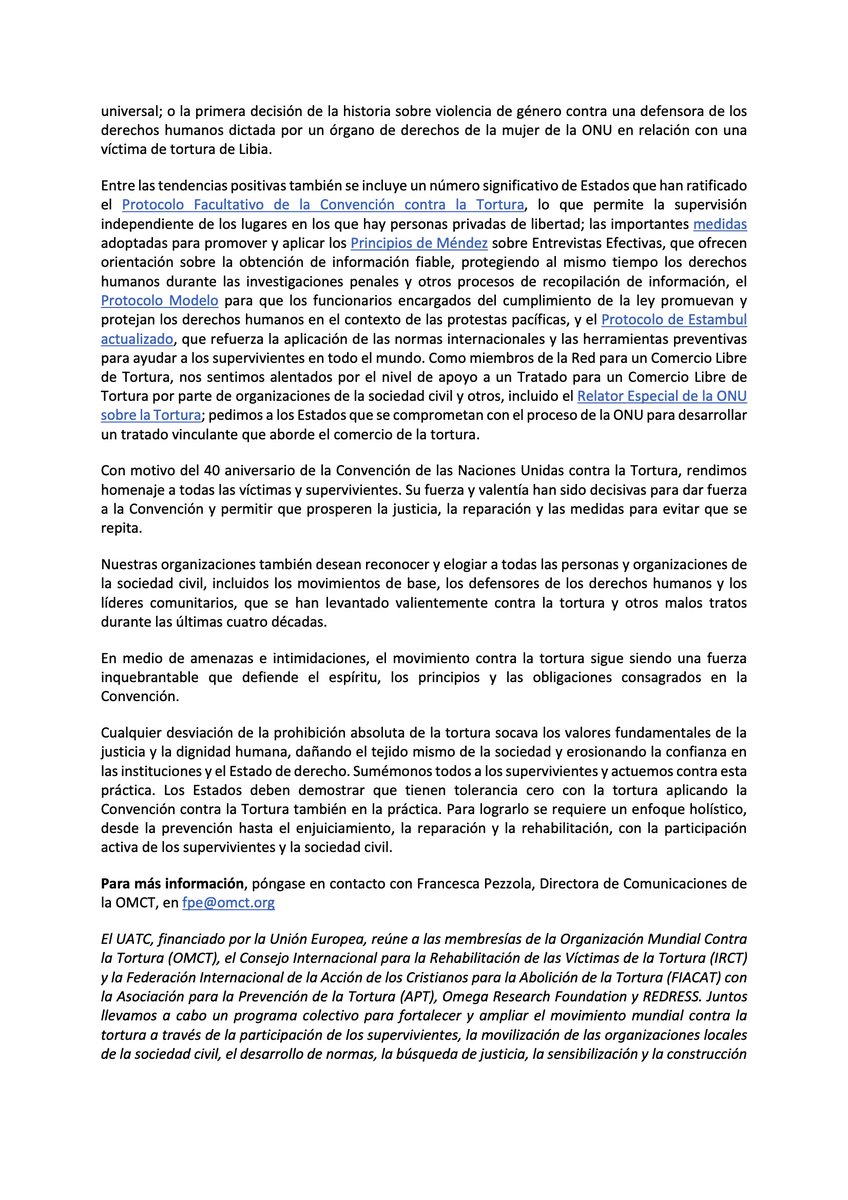 IRCT's tweet photo. En el Día Internacional en Apoyo de las Víctimas de la #Tortura, el Consorcio Unidos contra la Tortura pide a los Estados que defiendan los avances logrados en la defensa de la dignidad humana, para poner fin a la tortura en todo el mundo.👉https://t.co/nVFBhHdPfc https://t.co/RPSLOvNQLg