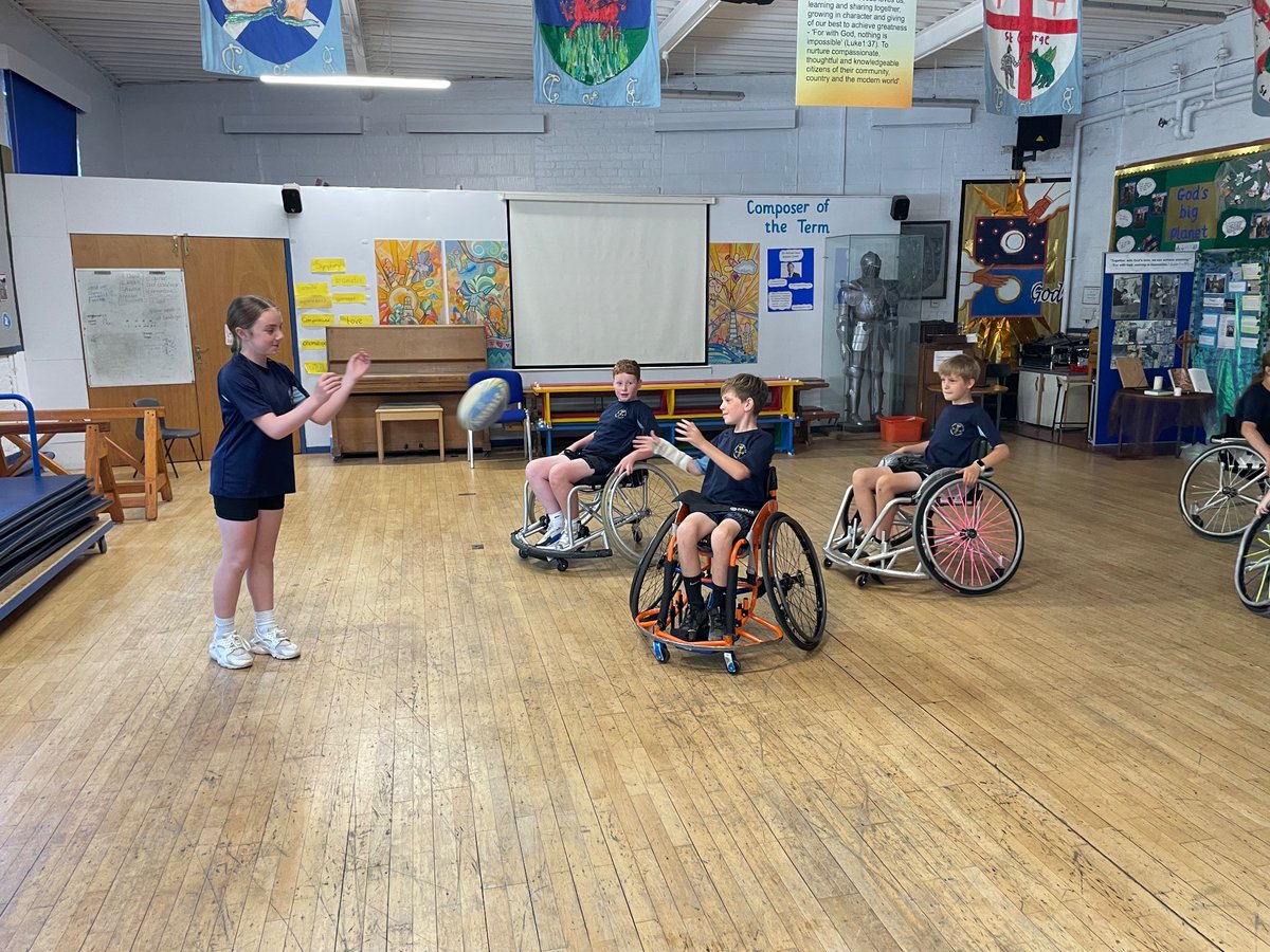 C11&amp;12 are enjoying trying wheelchair rugby today with <a href="/WWRLFoundation/">Warrington Wolves Community Foundation</a> 🏉 #christchurchpeevidence