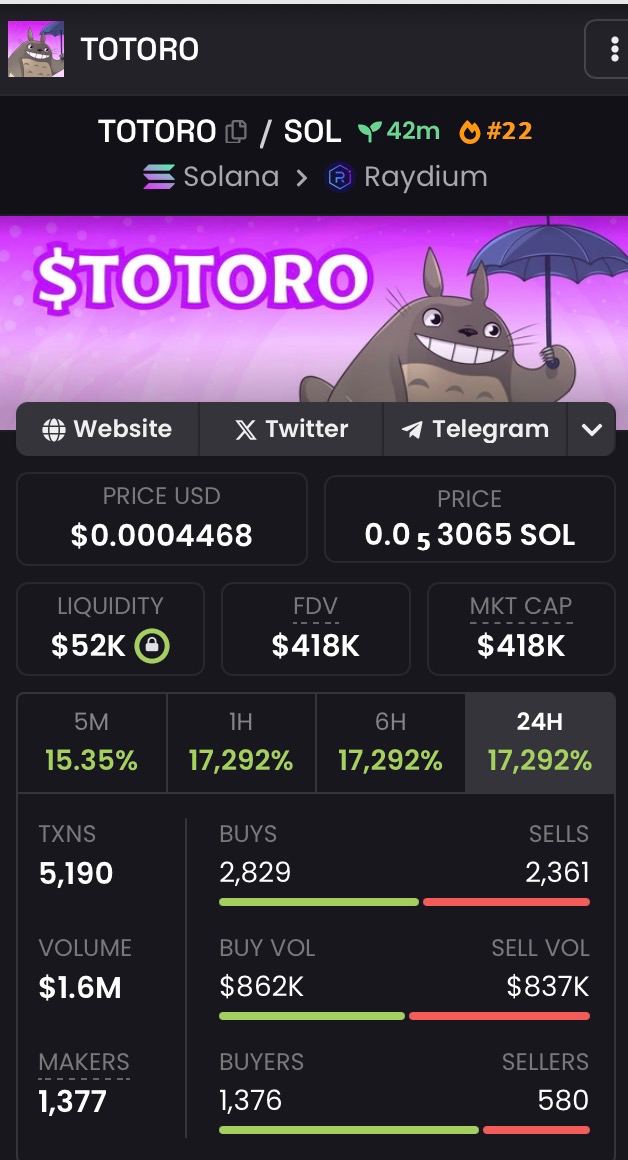 #22 HOT trending soon $TOTORO will be top 1 (remember this)