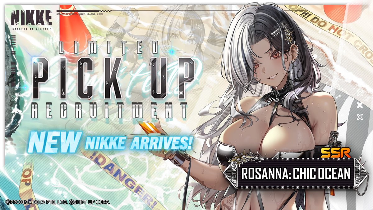 NIKKE_en's tweet photo. 【Limited Pick Up Recruitment Notice】

At Mustang's request, Rosanna heads up to the surface for a beach photoshoot.

A new Nikke 「Rosanna: Chic Ocean」 is coming soon~

Stay tuned for more information on her Pick Up period!

#NIKKE
#NIKKESummerEvent
#NIKKESUMMERLIVE
#RosannaChicOcean