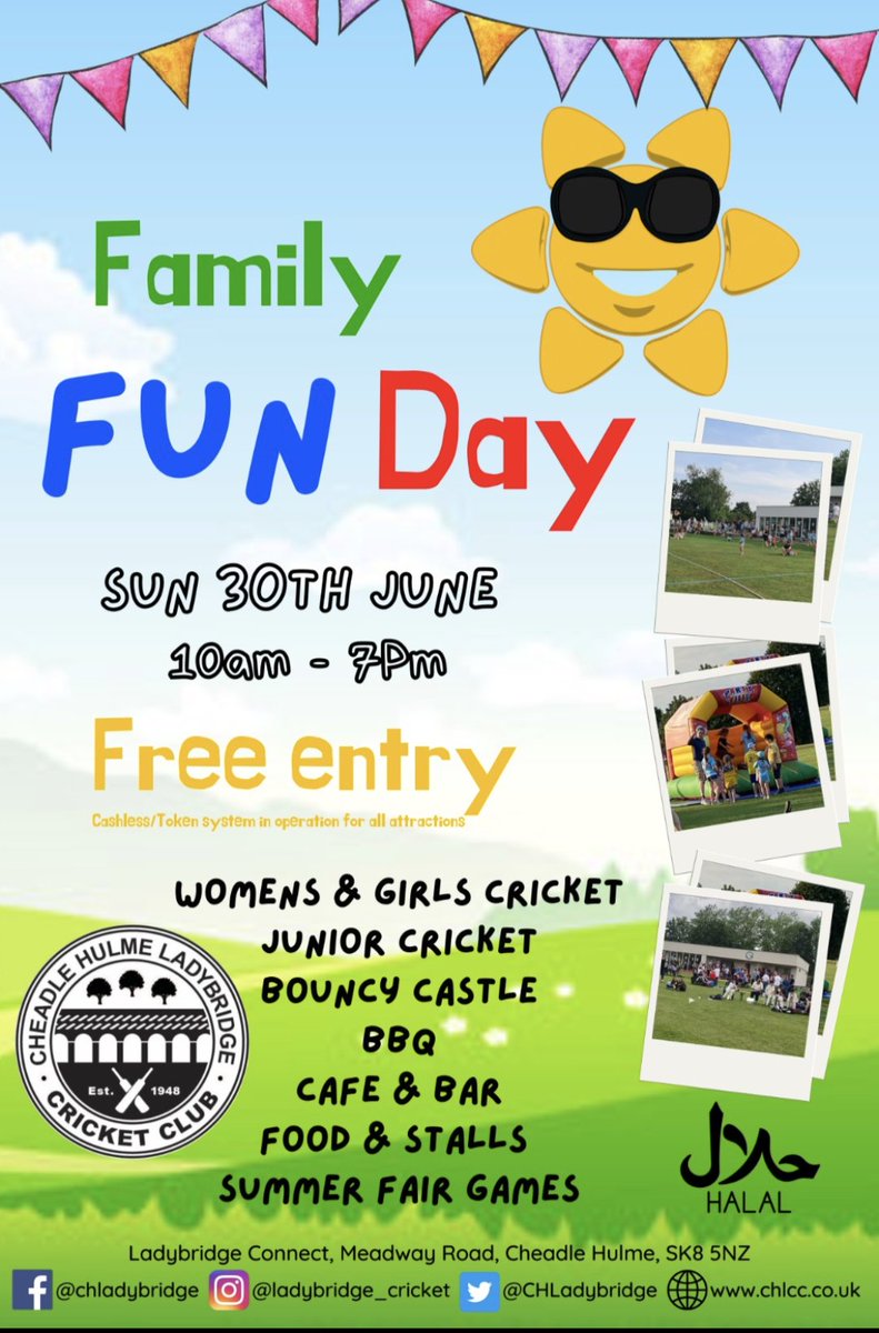 Looking forward to Sundays Family Fun Day at Ladybridge. Weather forecast looks good ☀️🤞
Come and join us for fun, food and games.
Parking is heavily restricted to please park locally or walk if you can 🍸🎯🥳