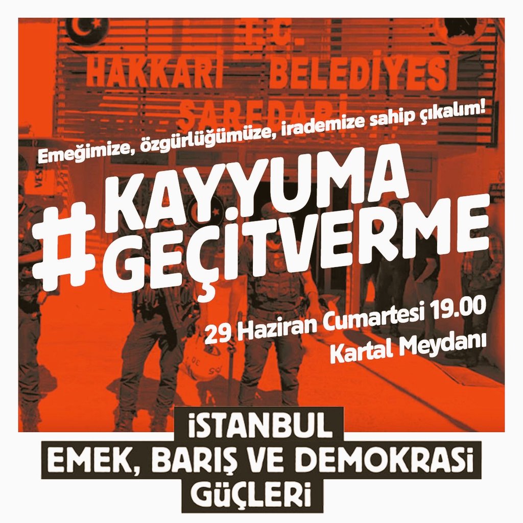 📢Miting

"Emeğimiz ve özgürlüğümüz için kayyuma geçit vermeyeceğiz!"

🗓️29 Haziran 2024 Cumartesi
🕖19.00
📍Kartal Meydanı
