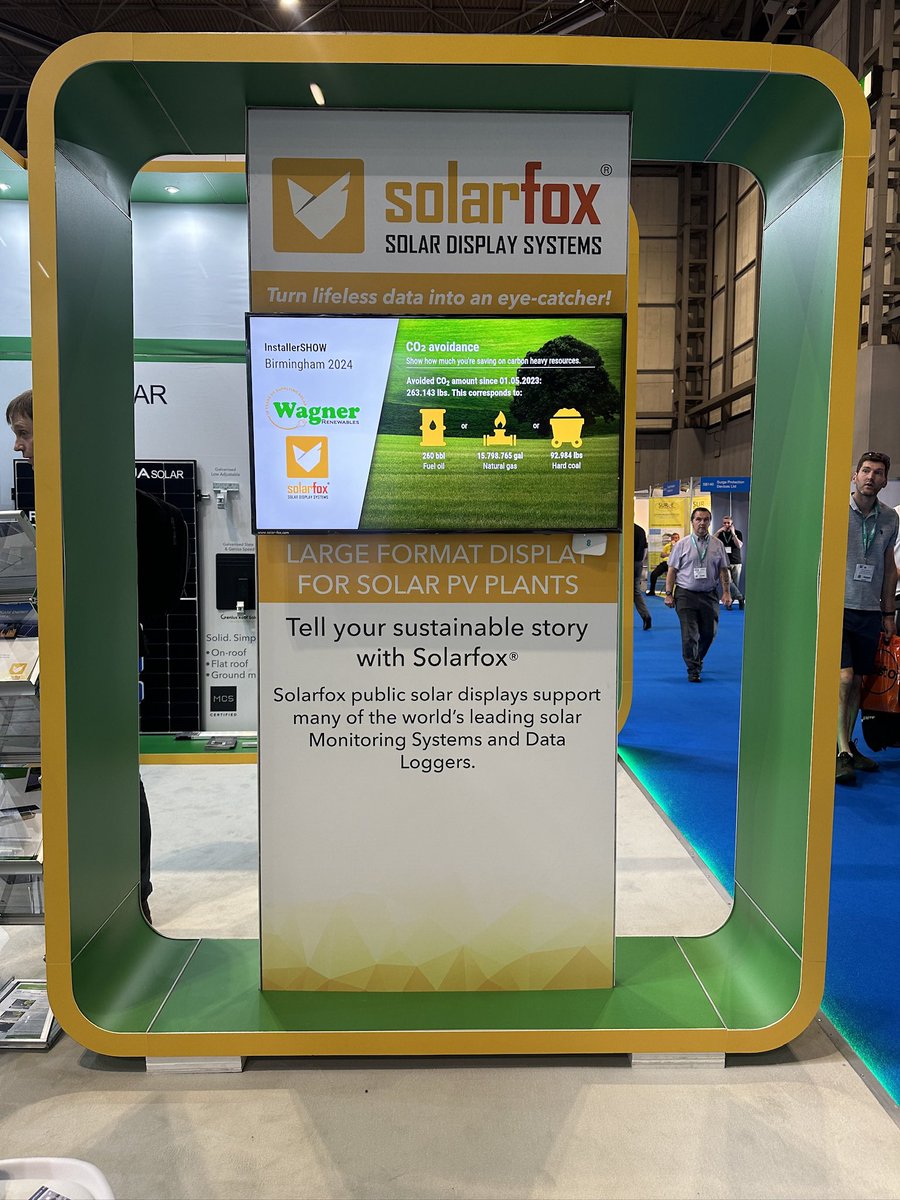 Show off your solar with <a href="/solarfox01/">Solarfox® Displays</a> 
Drop by stand 5C83 at @InstallerSHOW  to learn more about these solar display systems.
#SolarPV #installerSHOW2024